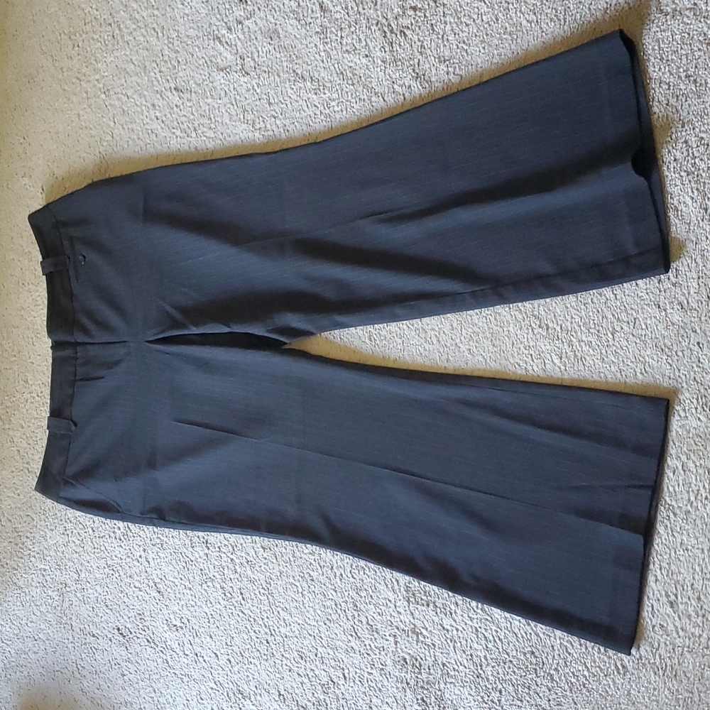 Ann Taylor Loft Charcoal Gray Pinstripe Pants Size 14